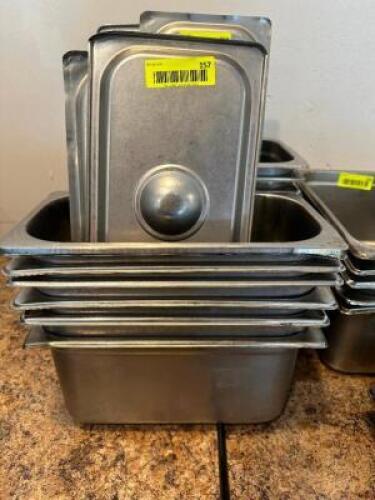 (6) - 1/3RD STAINLESS INSERTS WITH LIDS
