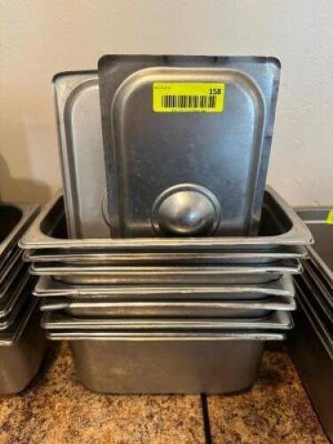 (6) - 1/3RD STAINLESS INSERTS WITH LIDS