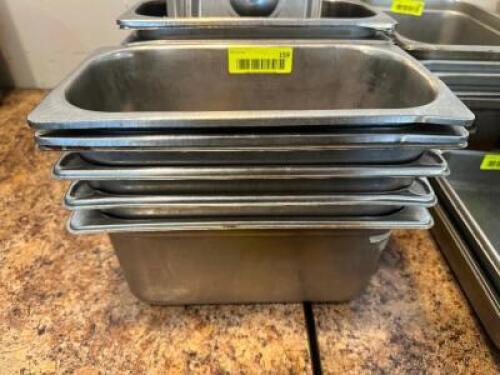 (6) - 1/3RD STAINLESS INSERTS WITH LIDS