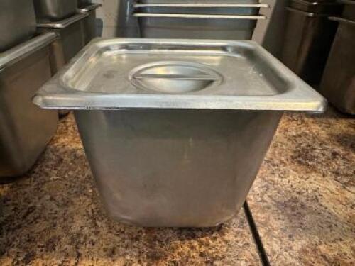 (6) - STAINLESS INSERTS WITH LIDS