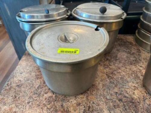 (3) - STAINLESS INSERTS WITH LIDS