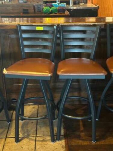 (2) - HIGH-TOP METAL BACK BARSTOOLS