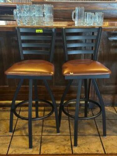 (2) - HIGH-TOP METAL BACK BARSTOOLS