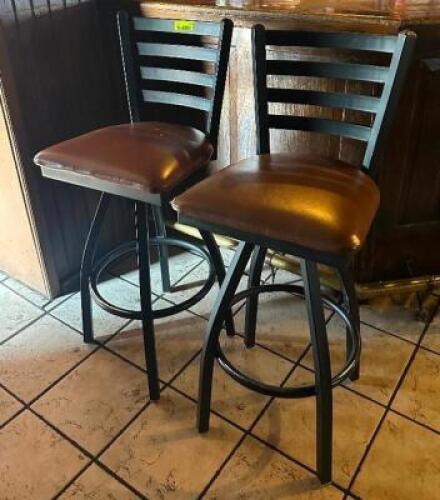 (2) - HIGH-TOP METAL BACK BARSTOOLS