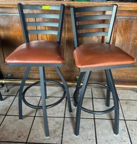 (2) - HIGH-TOP METAL BACK BARSTOOLS