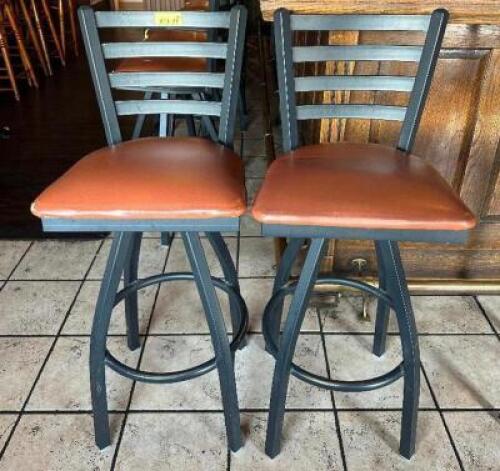 (2) - HIGH-TOP METAL BACK BARSTOOLS
