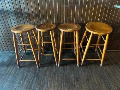 (4) - WOOD BARSTOOLS
