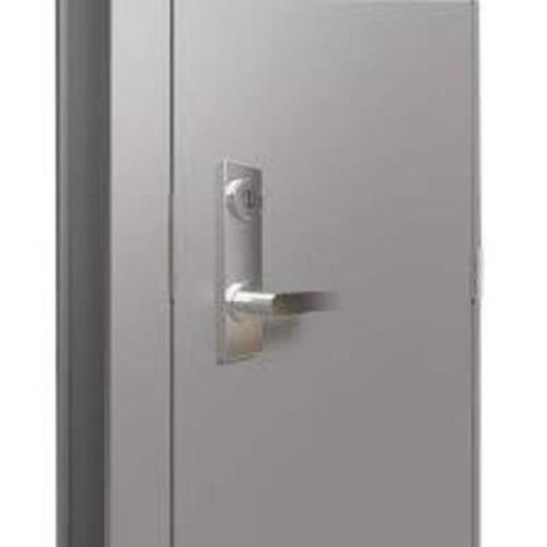 DESCRIPTION: (1) STEEL DOORINFORMATION: GRAY, STEEL, SWING HANDLESIZE: APPROX 36" X 84"RETAIL$: $849.00 EAQTY: 1
