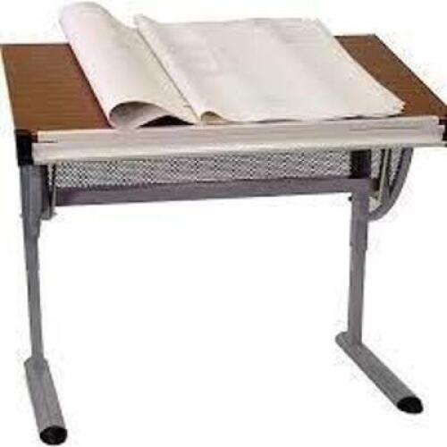 DESCRIPTION: (1) CONTEMPORARY DRAFTING TABLEBRAND/MODEL: FLASH FURNITURE #812581012323INFORMATION: WOODEN TOP, RED MODERNSIZE:&nbsp;28.25"D x 45.25"W x 47.75"HRETAIL$: $224.94 EAQTY: 1