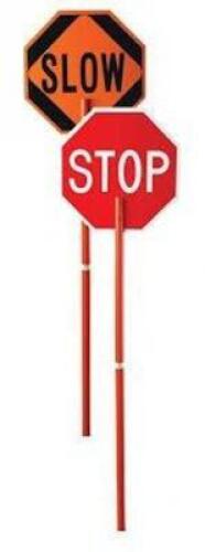 DESCRIPTION: (1) POLE MOUNTED PADDLE, TRAFFIC SIGN BRAND/MODEL: PRODUCT NUMBER #1EKR4 INFORMATION: STOP, SLOW SIZE: 24" SIGN, 105" HEIGHT RETAIL$: $12