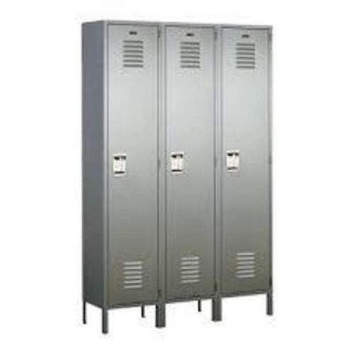 DESCRIPTION: (3) SET OF PREMIUM STORAGE LOCKERS BRAND/MODEL: TENNSCO INFORMATION: GRAY, STEEL, WIDE, 1 TIER, 3 WIDE SIZE: 18" WIDE X 24" DEEP X 72" HI