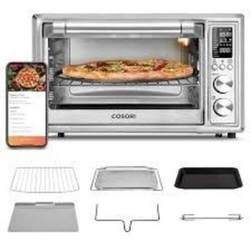 DESCRIPTION: (1) AIR FRYER TOASTER OVEN BRAND/MODEL: COSORI INFORMATION: STAINLESS STEEL, BLUETOOTH RETAIL$: $179.99 EA QTY: 1