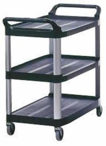 DESCRIPTION: (1) UTILITY CART BRAND/MODEL: RUBBERMAID #4UR32 INFORMATION: PLSATIC, 3 SLEVES SIZE: 40" X 20" X 38" RETAIL$: $451.65 EA QTY: 1