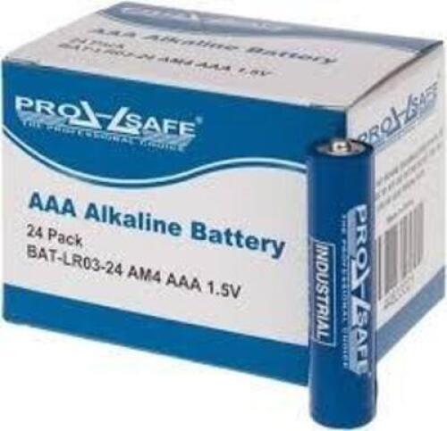 DESCRIPTION: (6) BOXES OF (24) ALKALINE BATTERIES BRAND/MODEL: PRO-SAFE #BAT-LR03-144 SIZE: AAA RETAIL$: $12.20 PER 12 PACK QTY: 6