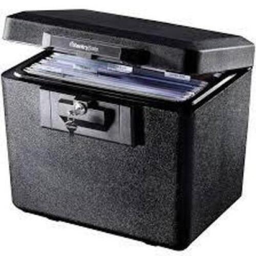 DESCRIPTION: (1) LOCK BOX, FIRE PROOF, NO KEY BRAND/MODEL: PRODUCT NUMBER #G29833670 INFORMATION: BLACK, NO KEY, MUST COME IN AND INSPECT RETAIL$: $59