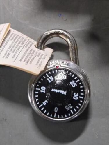 DESCRIPTION: (6) COMBINATION LOCKS BRAND/MODEL: MASTER LOCK 1525 V647 SIZE: 1-7/8" WIDE RETAIL$: 90.96 QTY: 6