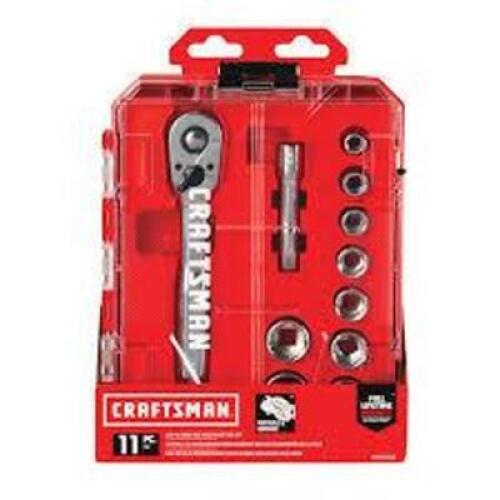 DESCRIPTION: (1) 11 PC SAE RATCHET SET BRAND/MODEL: CRAFTSMAN CMMT12026 SIZE: 3/8" DRIVE RETAIL$: 25.98 QTY: 1