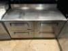 DESCRIPTION 60" FOUR DRAWER REFRIGERATED WORK TOP W/ 4" BACK SPLASH. BRAND / MODEL: TURBO AIR ADDITIONAL INFORMATION 115 VOLT, 1 PHASE. IN GOOD WORKIN