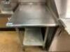 DESCRIPTION 30" X 24" STAINLESS TABLE W/ 1" BACK SPLASH ADDITIONAL INFORMATION HEAVY DUTY STAINLESS W/ GALVANIZED LOWER SHELF. LOCATION KITCHEN QTY 1 - 2