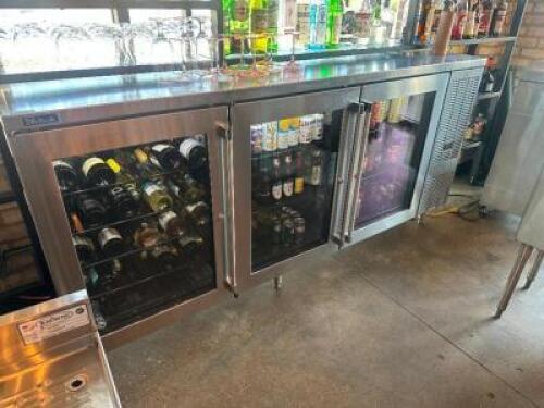 DESCRIPTION PERLICK 84" STAINLESS GLASS DOOR BACK BAR COOLER. ( LIKE NEW ) BRAND / MODEL: PERLICK BBS84-RF-G-Y-X-H1 ADDITIONAL INFORMATION SN# 1912122