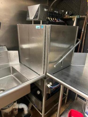DESCRIPTION ES-2000 SINGLE RACK LOW TEMP DISH MACHINE. ( CORNER UNIT SET UP, CAN BE CHANGED. ) BRAND / MODEL: ES-2000 ADDITIONAL INFORMATION COUNTER 0