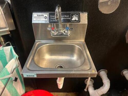 DESCRIPTION KROWNE WALL MOUNTED STAINLESS HAND SINK. BRAND / MODEL: KROWNE HS-2L ADDITIONAL INFORMATION TOOLS REQUIRED FOR REMOVAL. LOCATION KITCHEN Q