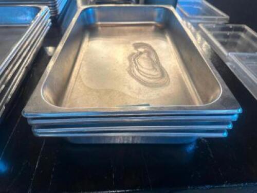 DESCRIPTION (4) FULL SIZE STAINLESS INSERTS 2" DEEP THIS LOT IS: SOLD BY THE PIECE SIZE FULL SIZE LOCATION BAR QTY 4