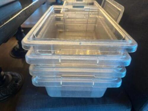 DESCRIPTION (4) 3.5 GALLON PLASTIC CONTAINERS THIS LOT IS: SOLD BY THE PIECE LOCATION MAIN SEATING QTY 4