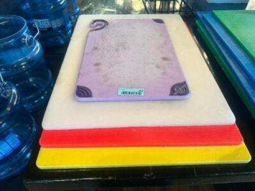 DESCRIPTION (4) ASSORTED PLASTIC CUTTING BOARDS. THIS LOT IS: SOLD BY THE PIECE LOCATION BAR QTY 4