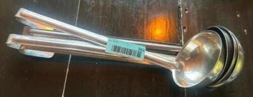 DESCRIPTION (4) STAINLESS LADLES THIS LOT IS: SOLD BY THE PIECE LOCATION MAIN SEATING QTY 4