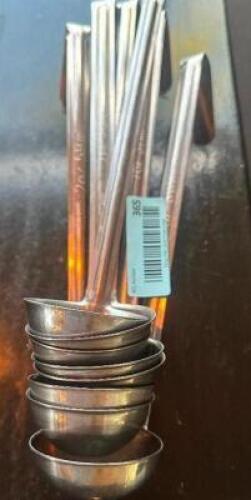 DESCRIPTION (8) 2 OZ STAINLESS LADLES THIS LOT IS: SOLD BY THE PIECE LOCATION MAIN SEATING QTY 8