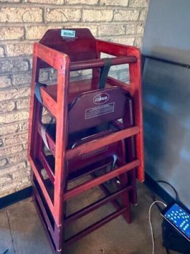 DESCRIPTION (3) WOODEN HIGH CHAIRS THIS LOT IS: SOLD BY THE PIECE LOCATION MAIN SEATING QTY 3