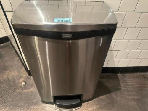 DESCRIPTION STAINLESS BATHROOM TRASH CAN AND (2) WALL MOUNTED PAPER TOWEL DISPENSER THIS LOT IS: ONE MONEY LOCATION BATHROOM QTY 1