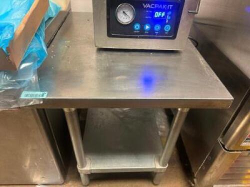 DESCRIPTION 24" X 30" LOW BOY STAINLESS TABLE. ADDITIONAL INFORMATION CONTENTS ARE NOT INCLUDED SIZE 24" X 30" LOCATION KITCHEN QTY 1