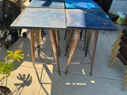 DESCRIPTION (2) 24" X 24" METAL PATIO PUB TABLES ADDITIONAL INFORMATION FAIR TO POOR CONDITION THIS LOT IS: SOLD BY THE PIECE LOCATION PATIO QTY 2
