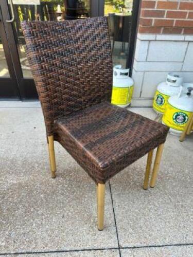 DESCRIPTION (8) COMPOSITE WOVEN PATIO CHAIRS. ADDITIONAL INFORMATION NO TABLES W/ THIS LOT THIS LOT IS: SOLD BY THE PIECE LOCATION PATIO QTY 8