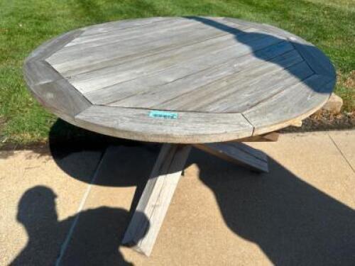 DESCRIPTION 36" TEAK WOOD PATIO TABLE LOCATION PATIO QTY 1