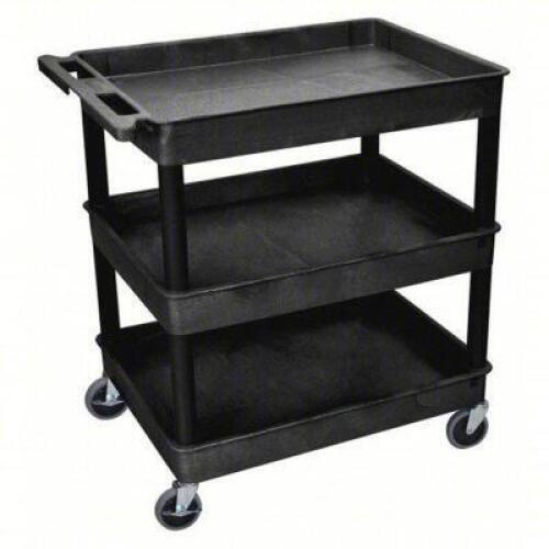 DESCRIPTION: (1) UTILITY CART WITH DEEP LIPPED PLASTIC SHELVES BRAND/MODEL: PRODUCT NUMBER #TC111-B INFORMATION: BLACK, PLASTIC, 3 SHELF SIZE: 32" X 2