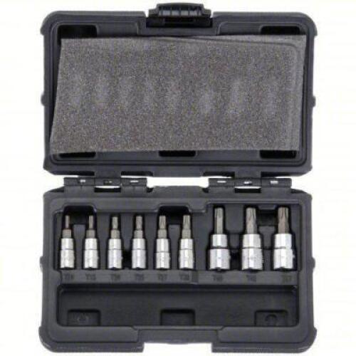 DESCRIPTION: (1) SOCKET BIT SET BRAND/MODEL: WESTWARD #54TN07 INFORMATION: 1 - 25 PIECES, 1/4 IN, 3/8 IN DRIVE SIZE, 9 PIECES SIZE: 1 43/64 IN OVERALL