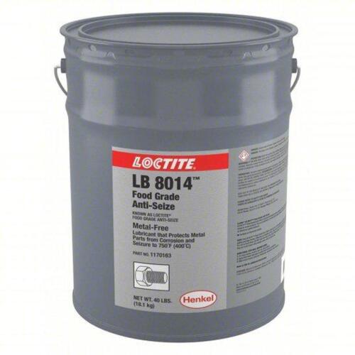DESCRIPTION: (1) FOOD GRADE ANTI-SEIZE BRAND/MODEL: LOCTITE LB 8014 SIZE: 5 GAL RETAIL$: 2033.23 QTY: 1