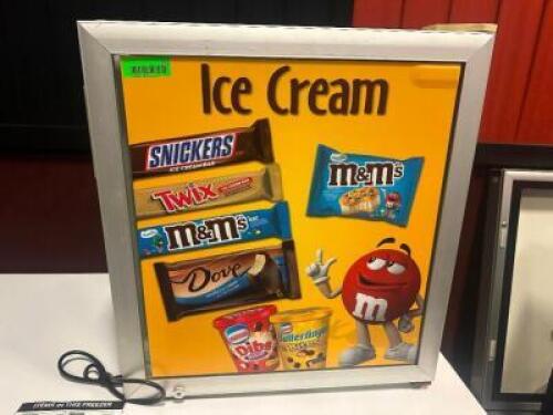 DESCRIPTION COUNTER TOP MERCHANDISER ICE CREAM COOLER. BRAND / MODEL: CTF-3 LOCATION THEATER QTY 1