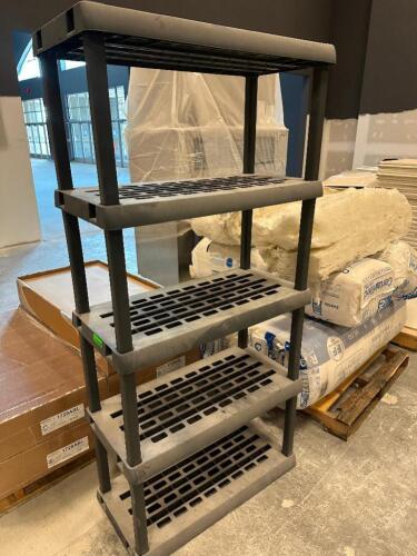 DESCRIPTION 36" X 14" FIVE TIER BLACK PLASTIC SHELF LOCATION LEFT SIDE CONSTRUCTION QTY 1