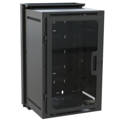 DESCRIPTION WALL MOUNTED ELECTRONICS CABINETS W/ GLASS DOOR FRONT BRAND / MODEL: MIDDLE ATLANTIC A18BP ADDITIONAL INFORMATION NEW, NEVER INSULTED. RET