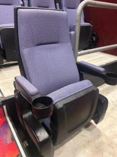 DESCRIPTION (4) UPHOLSTERED THEATER SEATS W/ ARM RESTS AND CUP HOLDERS ADDITIONAL INFORMATION SELLER THIS LOT IS: SOLD BY THE PIECE LOCATION THEATER Q