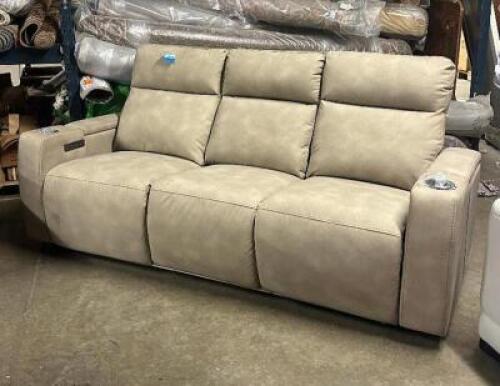 GREYMEL FABRIC POWER RECLINING SOFA WITH SIRELESS CHARGER