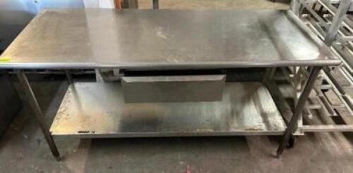 72" X 30" STAINLESS TABLE W/ LOWER GLAVIN ZED SHELF