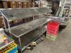 10' LEFT SIDE STAINLESS CLEAN TABLE W/ 10' RISER GLASS RACK DRYING SHELF