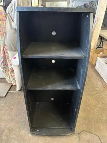 20" X 49" BLACK COMPOSITE BOOK SHELF.