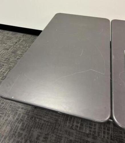 DESCRIPTION (4) 48 "X 30" BLACK COMPOSITE TABLES W/ CHROME BASES THIS LOT IS: SOLD BY THE PIECE QTY 4