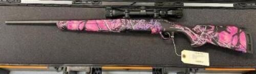 DESCRIPTION SAVAGE ARMS AXIS COMPACT MODEL 57271, .223 REMINGTON, 4 + 1 CAPACITY, 20" BARREL, SYNTHETIC GIRL STOCK INCLUDES WEAVER 3-9x40 MM SCOPE BRA